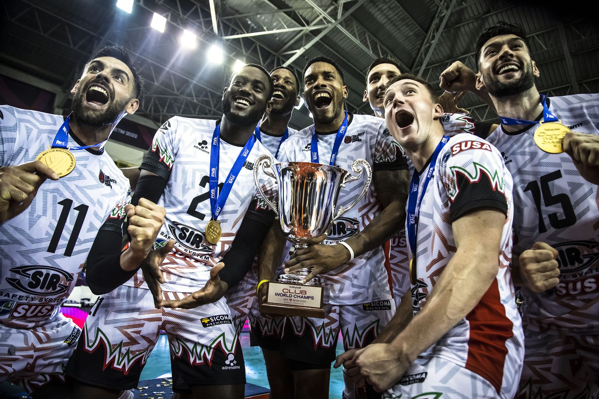 FIVB Men's Club World Championship 2023 — international team celebrating with the trophy in India